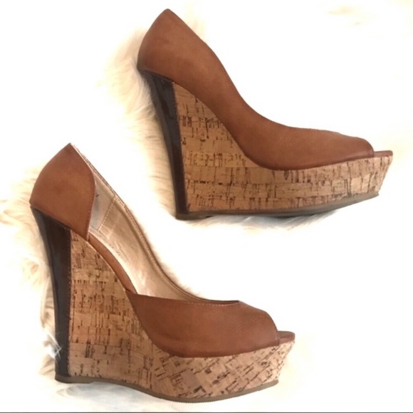 Charming Charlie Shoes - 🛑$5 Sale! CHARMING CHARLIE Brown Cork Wedges